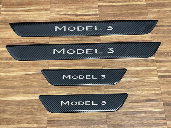 Tesla Model 3 - Soglia d'ingresso in carbon look (set di 4)